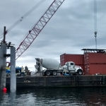 Hoonah-Mixer truck, pump, and super bags of concrete materials were loaded in Seattle and stayed on barge for project.